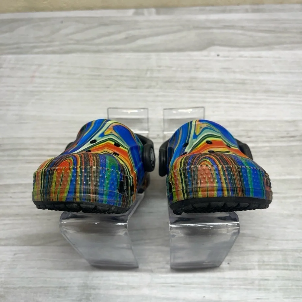 CROCS Baya Seasonal Printed Multicolor Rainbow Black Baby Size 4C
